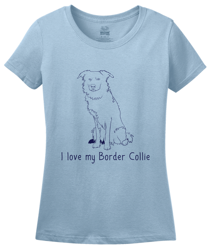 Ladies Light Blue I Love my Border Collie - Border Collie Cute Love Owner Parent T-shirt