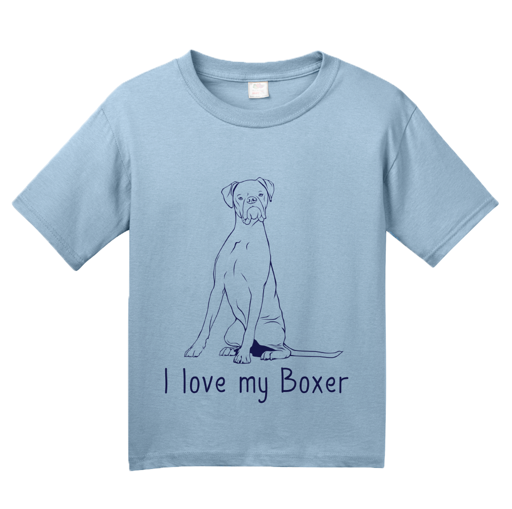Youth Light Blue I Love my Boxer - Boxer Dog Breed Owner Lover Parent Cute Unique T-shirt