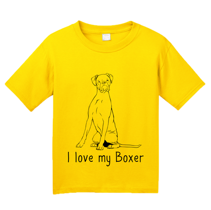 Youth Yellow I Love my Boxer - Boxer Dog Breed Owner Lover Parent Cute Unique T-shirt