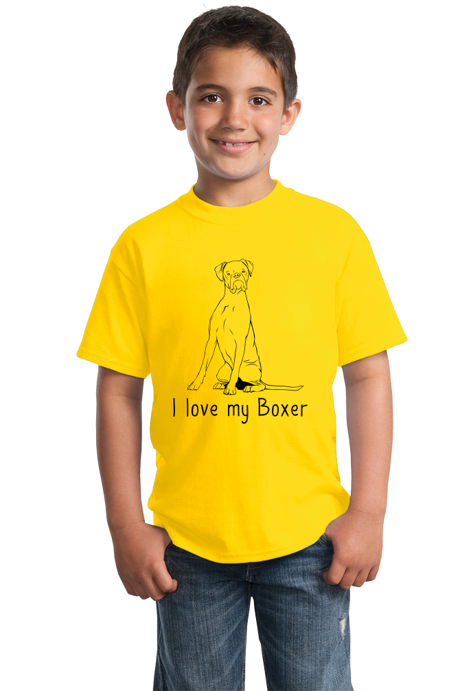 Youth Yellow I Love my Boxer - Boxer Dog Breed Owner Lover Parent Cute Unique T-shirt