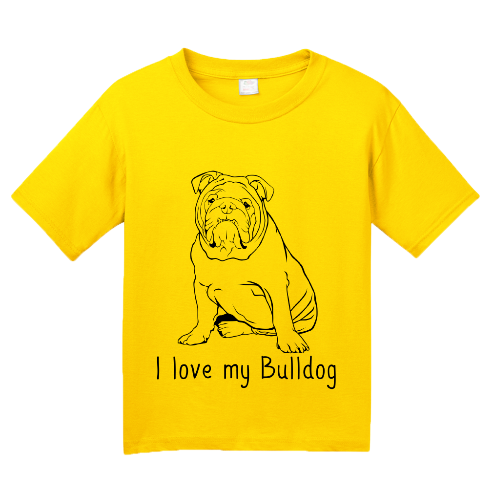 Youth Yellow I Love my Bulldog - Bulldog Breed Owner Parent Lover Cute T-shirt