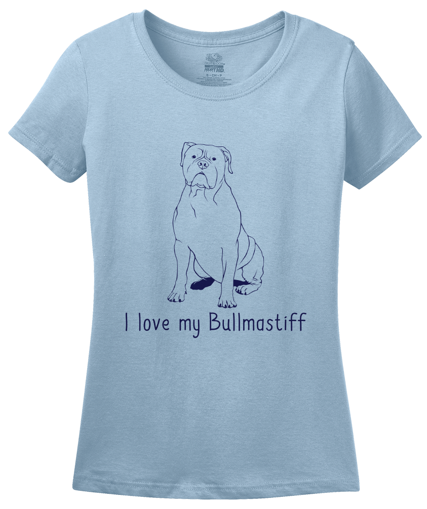 Ladies Light Blue I Love my Bullmastiff - Bullmastiff Breed Owner Dog Lover Cute T-shirt