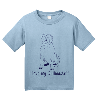 Youth Light Blue I Love my Bullmastiff - Bullmastiff Breed Owner Dog Lover Cute T-shirt