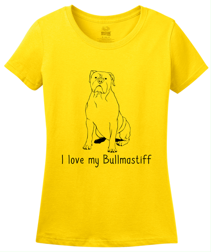 Ladies Yellow I Love my Bullmastiff - Bullmastiff Breed Owner Dog Lover Cute T-shirt