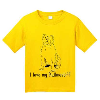 Youth Yellow I Love my Bullmastiff - Bullmastiff Breed Owner Dog Lover Cute T-shirt