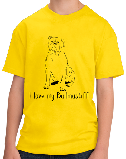 Youth Yellow I Love my Bullmastiff - Bullmastiff Breed Owner Dog Lover Cute T-shirt