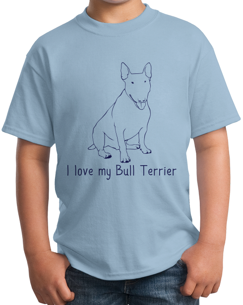Youth Light Blue I Love my Bull Terrier - Bull Terrier Dog Lover Owner Parent Fun T-shirt