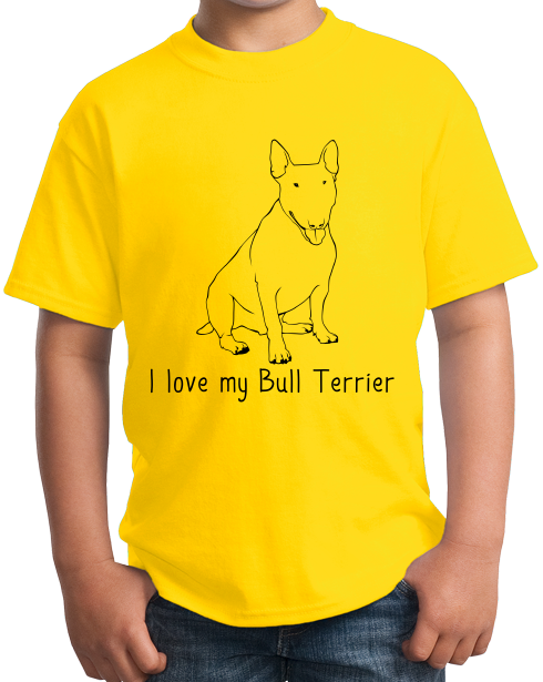 Youth Yellow I Love my Bull Terrier - Bull Terrier Dog Lover Owner Parent Fun T-shirt