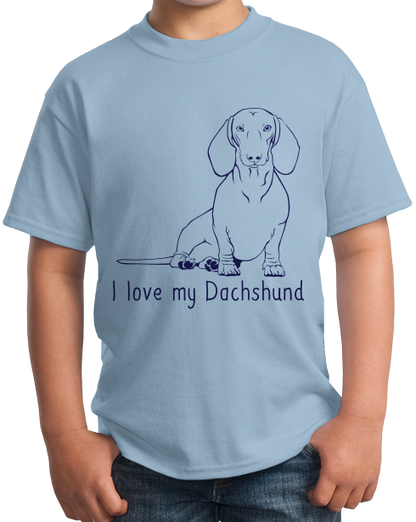Youth Light Blue I Love my Dachshund - Weiner Dog Dachshund Love Owner Cute Fun T-shirt