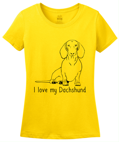 Ladies Yellow I Love my Dachshund - Weiner Dog Dachshund Love Owner Cute Fun T-shirt