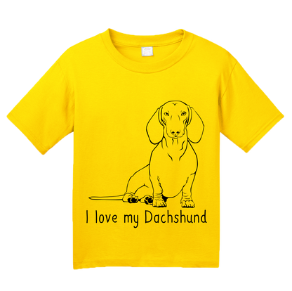 Youth Yellow I Love my Dachshund - Weiner Dog Dachshund Love Owner Cute Fun T-shirt
