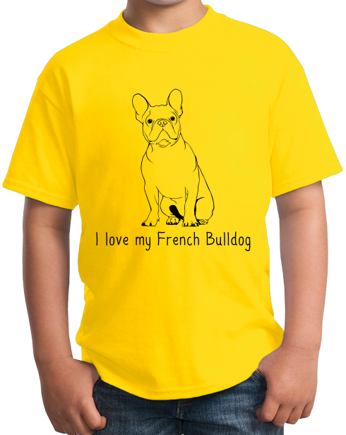 Youth Yellow I Love my French Bulldog - Frenchie Love Dog French Bulldog Cute T-shirt