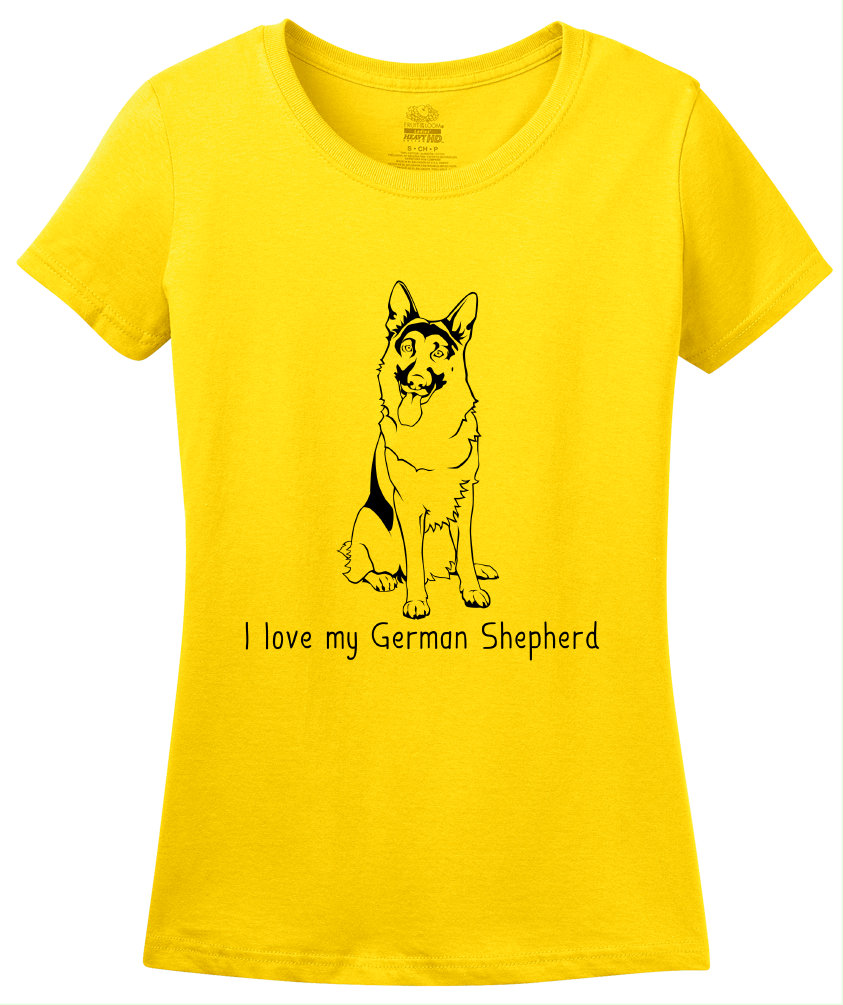 Ladies Yellow I Love my German Shepherd - German Shepherd Owner Love Dog Gift T-shirt
