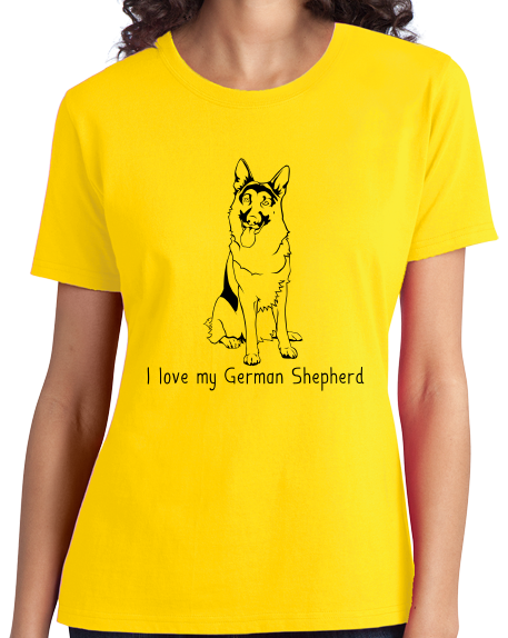 Ladies Yellow I Love my German Shepherd - German Shepherd Owner Love Dog Gift T-shirt