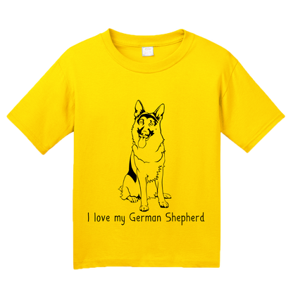 Youth Yellow I Love my German Shepherd - German Shepherd Owner Love Dog Gift T-shirt