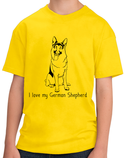 Youth Yellow I Love my German Shepherd - German Shepherd Owner Love Dog Gift T-shirt