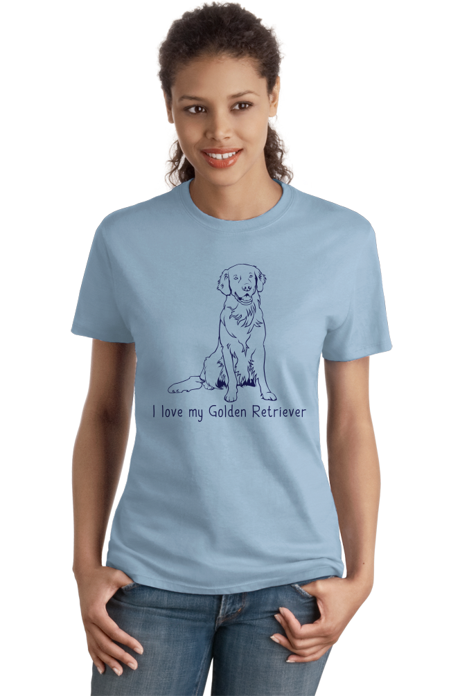 Ladies Light Blue I Love my Golden Retriever - Golden Retriever Owner Lover Dog T-shirt