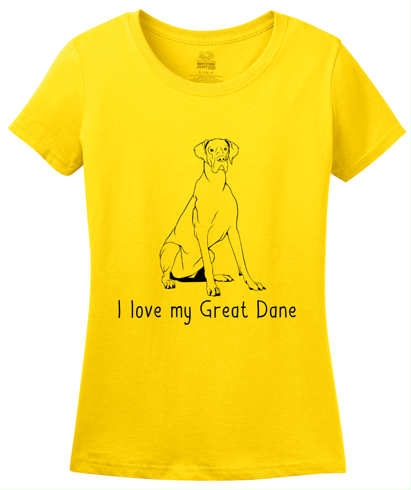 Ladies Yellow I Love my Great Dane - Great Dane Owner Dog Lover Parent Love T-shirt