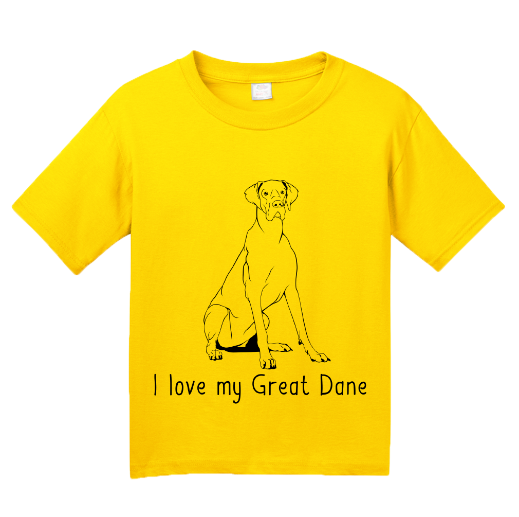 Youth Yellow I Love my Great Dane - Great Dane Owner Dog Lover Parent Love T-shirt