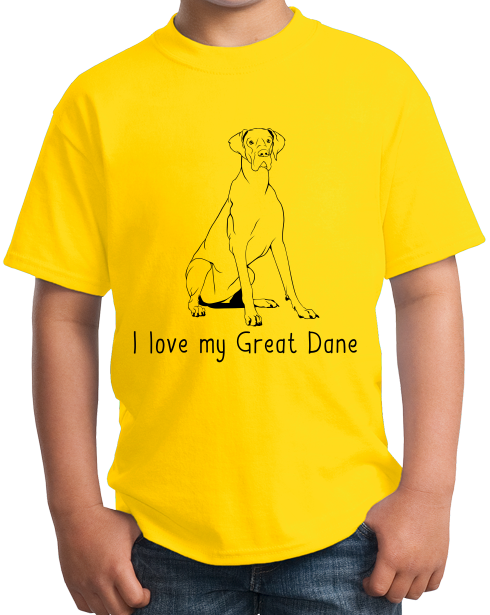 Youth Yellow I Love my Great Dane - Great Dane Owner Dog Lover Parent Love T-shirt