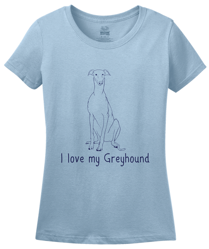 Ladies Light Blue I Love my Greyhound - Greyhound Lover Rescue Love Dog Cute Owner T-shirt