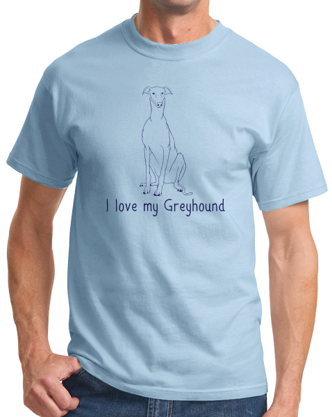 Standard Light Blue I Love my Greyhound - Greyhound Lover Rescue Love Dog Cute Owner T-shirt
