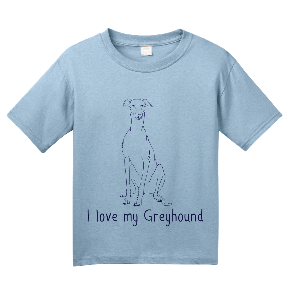 Youth Light Blue I Love my Greyhound - Greyhound Lover Rescue Love Dog Cute Owner T-shirt