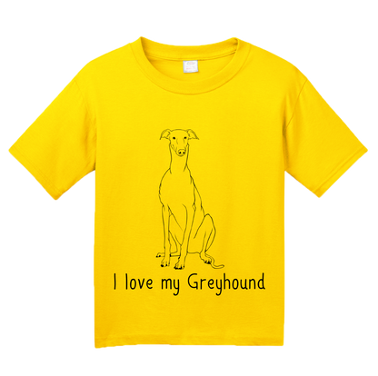 Youth Yellow I Love my Greyhound - Greyhound Lover Rescue Love Dog Cute Owner T-shirt