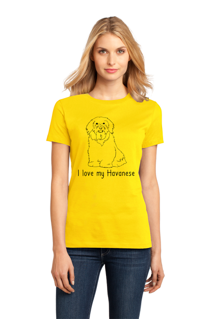 Ladies Yellow I Love my Havanese - Havanese Dog Owner Parent Lover Love Cute T-shirt