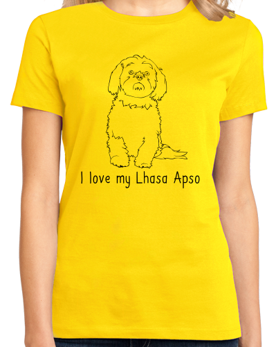 Ladies Yellow I Love my Lhasa Apso - Lhasa Apso Owner Lover Parent Cute Dog T-shirt