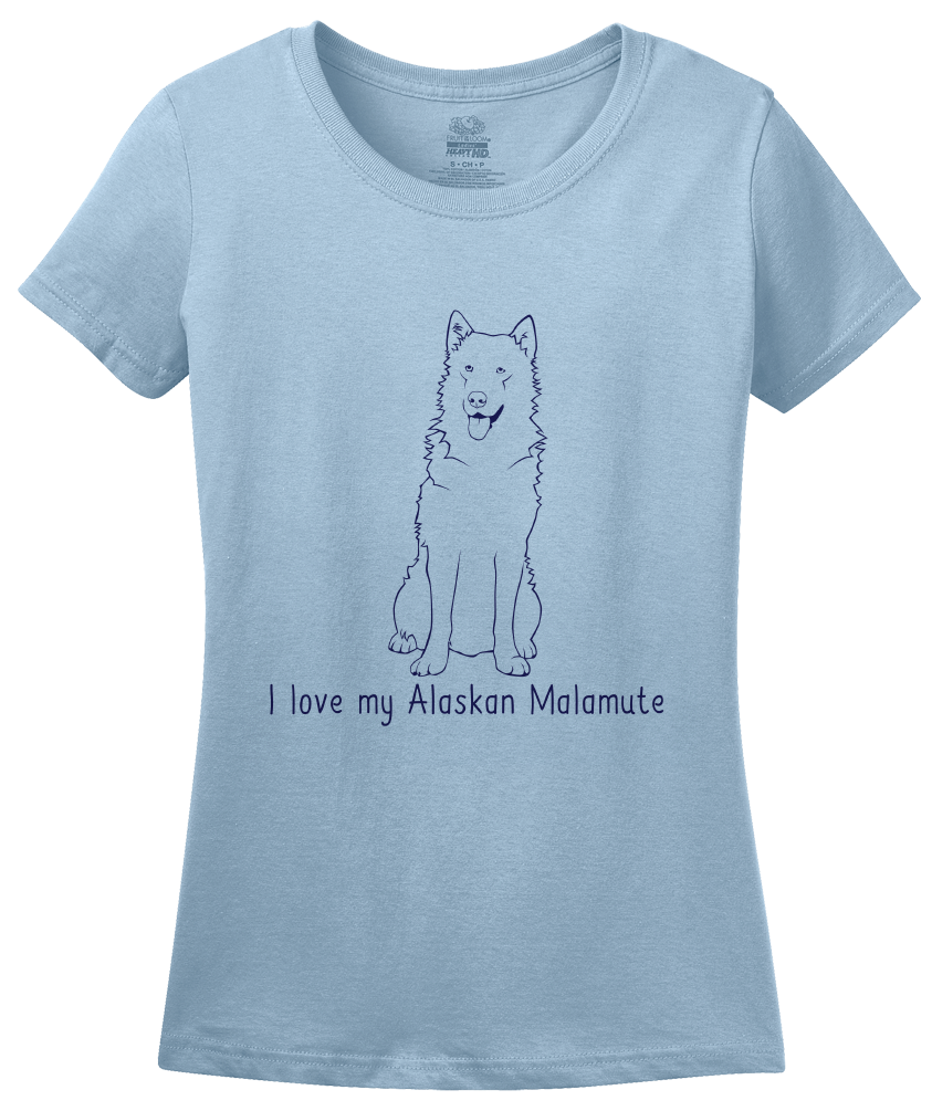 Ladies Light Blue I Love my Alaskan Malamute - Alaskan Malamute Owner Lover Dog T-shirt