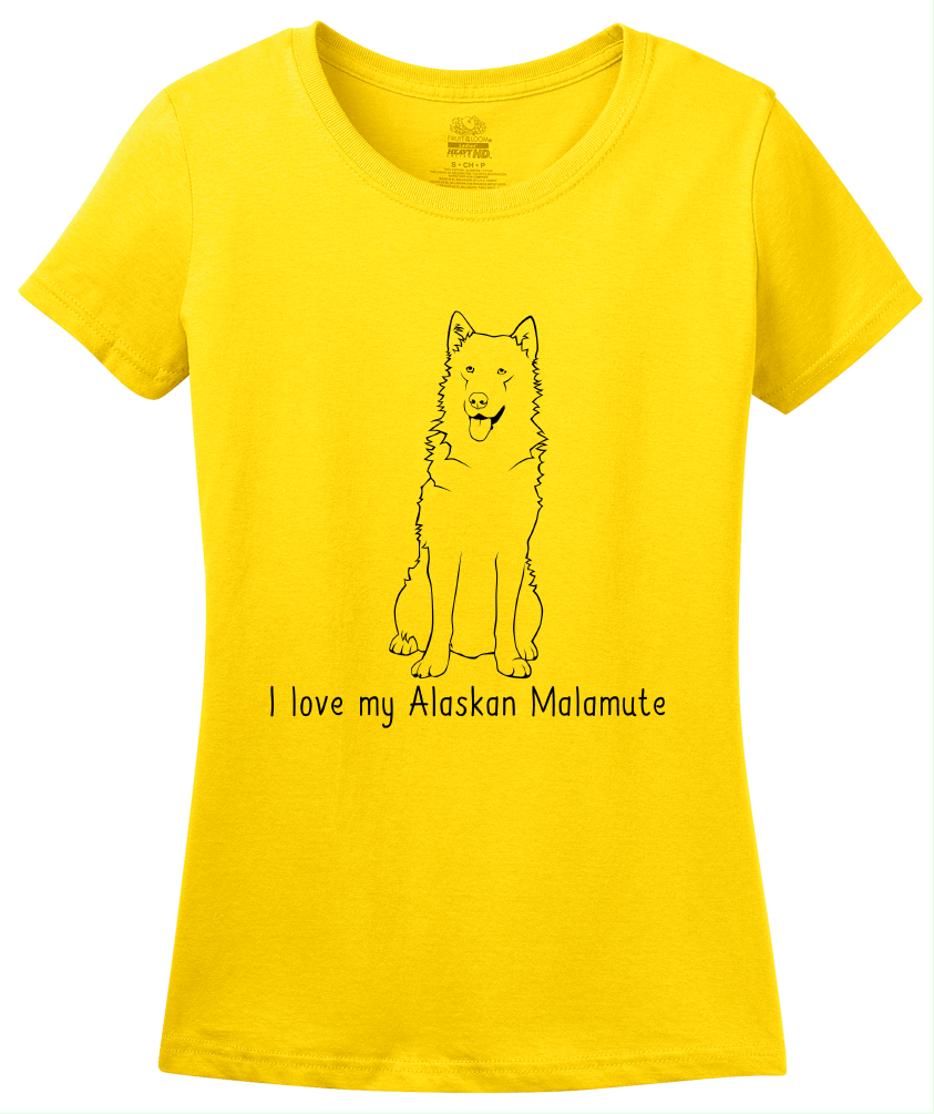 Ladies Yellow I Love my Alaskan Malamute - Alaskan Malamute Owner Lover Dog T-shirt