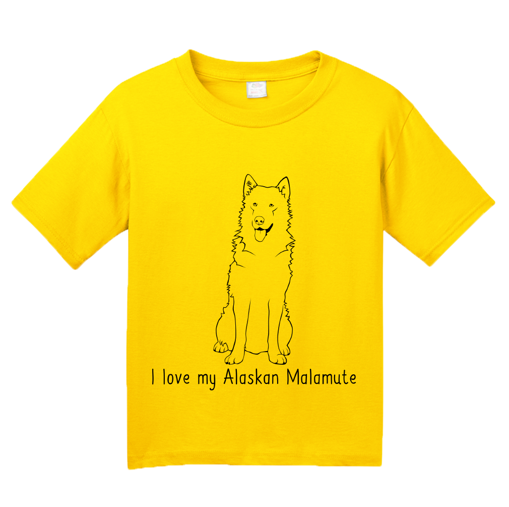 Youth Yellow I Love my Alaskan Malamute - Alaskan Malamute Owner Lover Dog T-shirt