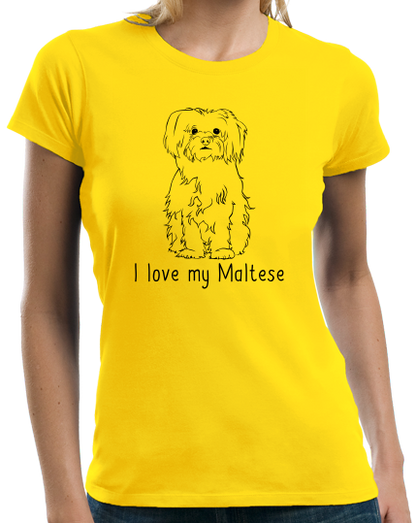 Ladies Yellow I Love my Maltese - Maltese Cute Fluffy Dog Owner Lover Fun Gift T-shirt