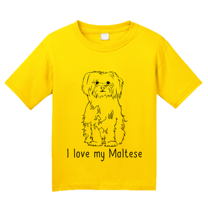 Youth Yellow I Love my Maltese - Maltese Cute Fluffy Dog Owner Lover Fun Gift T-shirt