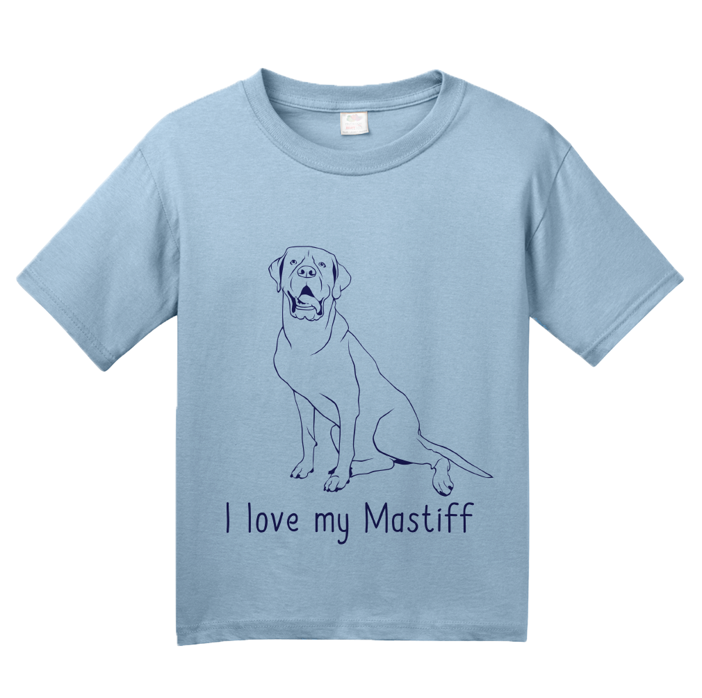 Youth Light Blue I Love my Mastiff - Mastiff Dog Owner Lover Parent Cute Love T-shirt