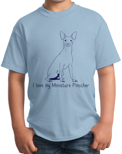 Youth Light Blue I Love my Miniature Pinscher - MinPin Owner Love Parent Cute Dog T-shirt