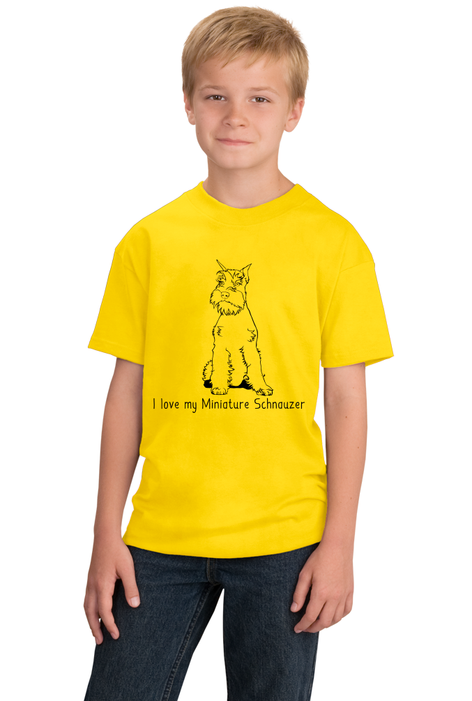 Youth Yellow I Love my Minature Schnauzer - Mini Schnauzer Cute Owner Love T-shirt