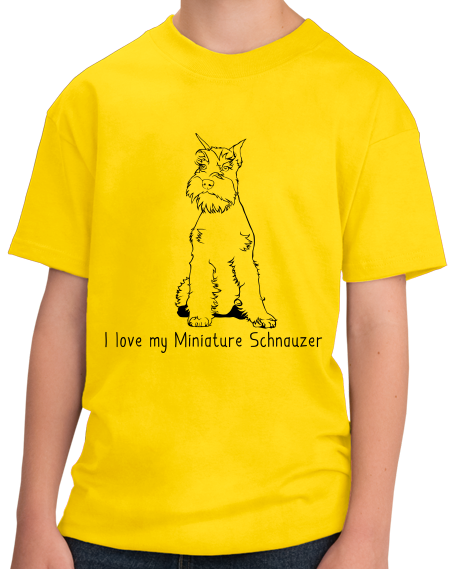 Youth Yellow I Love my Minature Schnauzer - Mini Schnauzer Cute Owner Love T-shirt