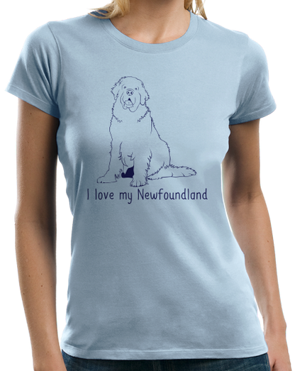 Ladies Light Blue I Love my Newfoundland - Newfoundland Owner Cute Lover Pet T-shirt