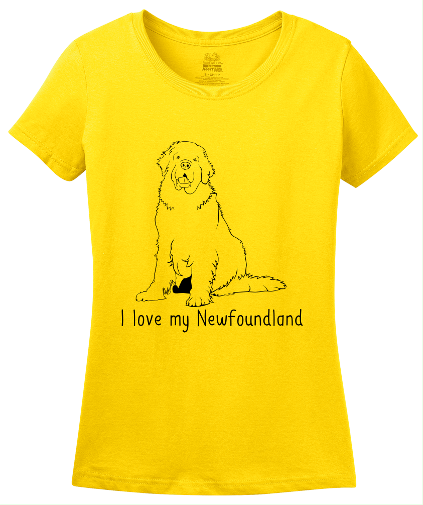 Ladies Yellow I Love my Newfoundland - Newfoundland Owner Cute Lover Pet T-shirt