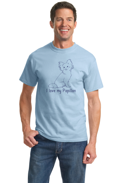 Standard Light Blue I Love my Papillon - Papillon Lover Owner Parent Cute Dog T-shirt