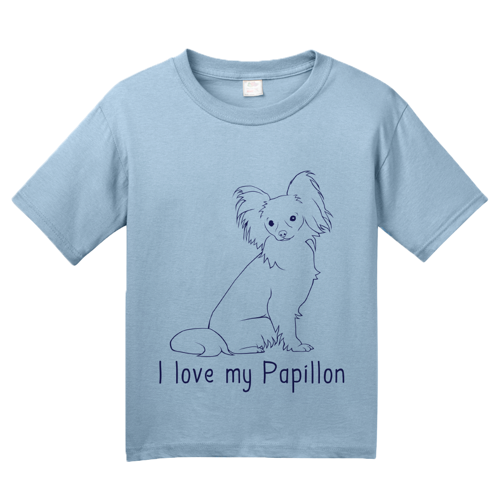 Youth Light Blue I Love my Papillon - Papillon Lover Owner Parent Cute Dog T-shirt