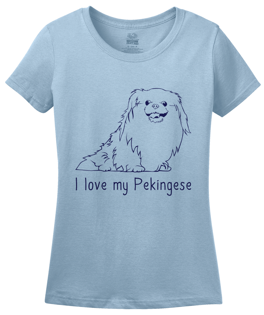 Ladies Light Blue I Love my Pekingese - Pekingese Lover Owner Parent Cute Dog T-shirt