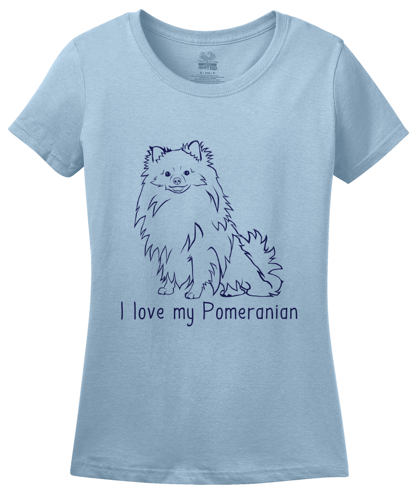 Ladies Light Blue I Love my Pomeranian - Pomeranian Love Owner Cute Dog Parent T-shirt