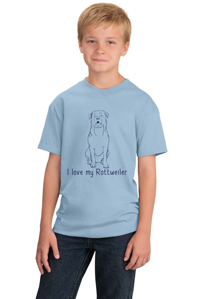 Youth Light Blue I Love my Rottweiler - Rottweiler Owner Dog Lover Parent Love T-shirt