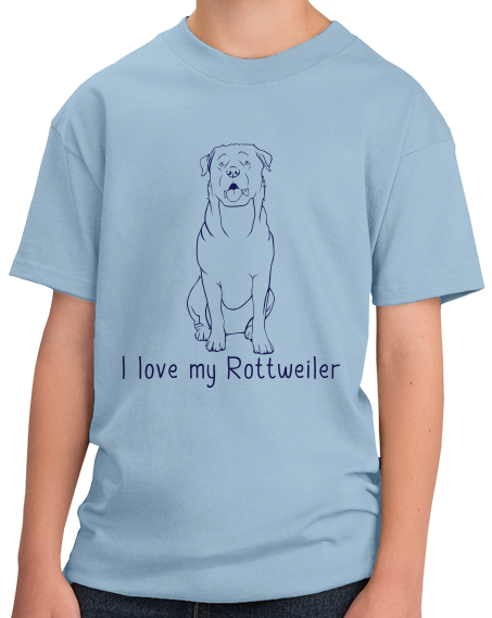 Youth Light Blue I Love my Rottweiler - Rottweiler Owner Dog Lover Parent Love T-shirt
