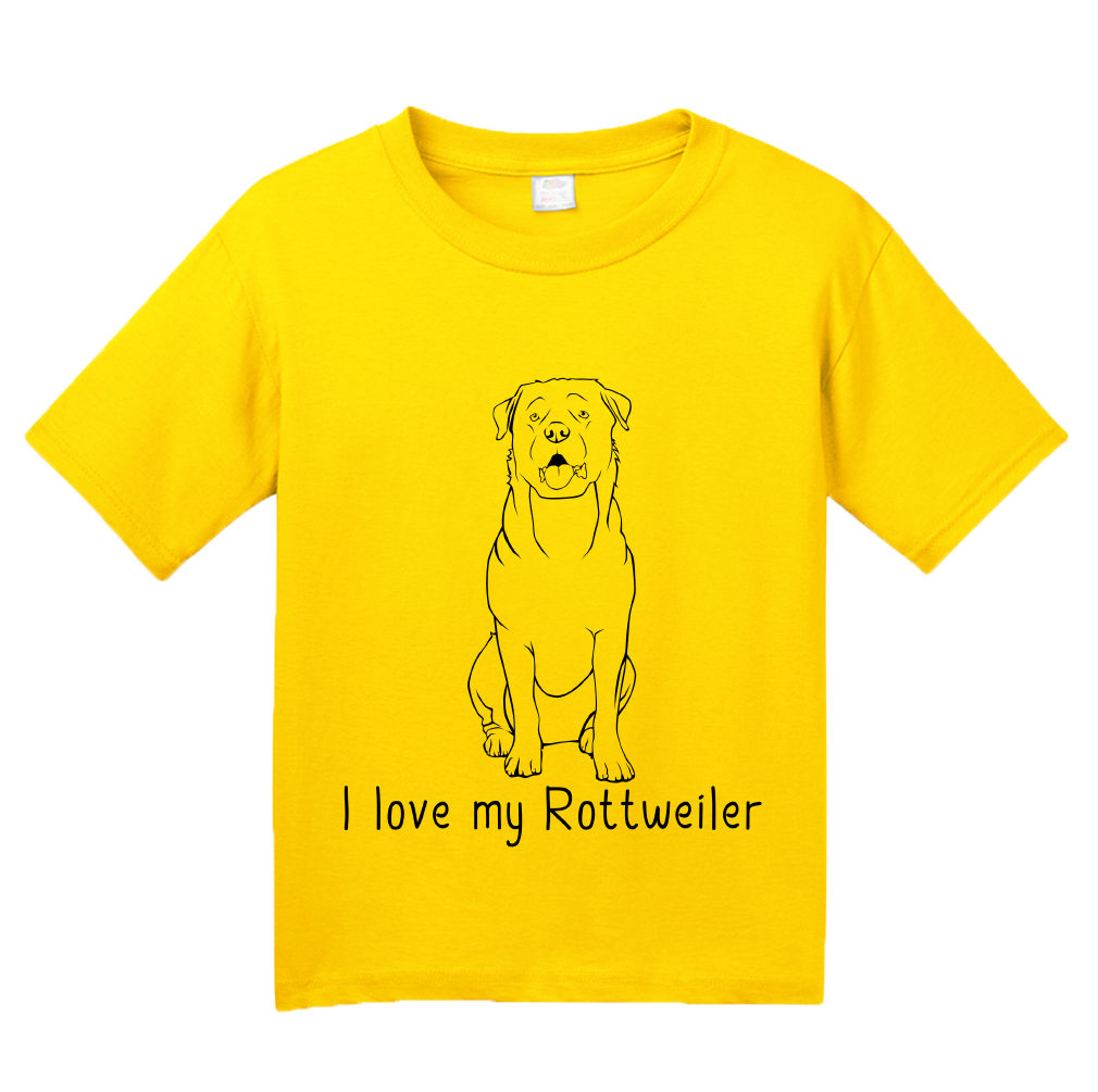 Youth Yellow I Love my Rottweiler - Rottweiler Owner Dog Lover Parent Love T-shirt