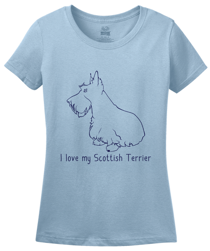 Ladies Light Blue I Love my Scottish Terrier - Scottie Dog Lover Love Terrier Cute T-shirt