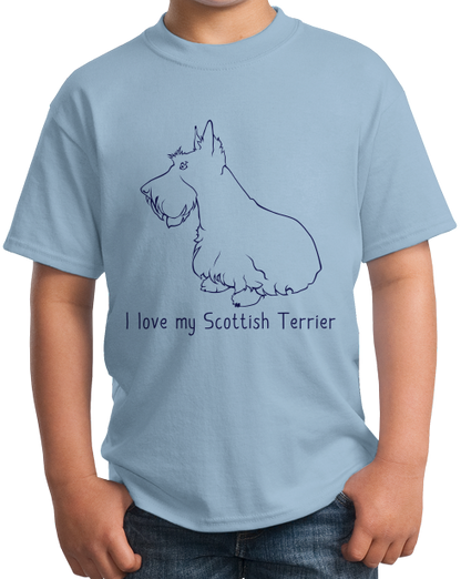 Youth Light Blue I Love my Scottish Terrier - Scottie Dog Lover Love Terrier Cute T-shirt
